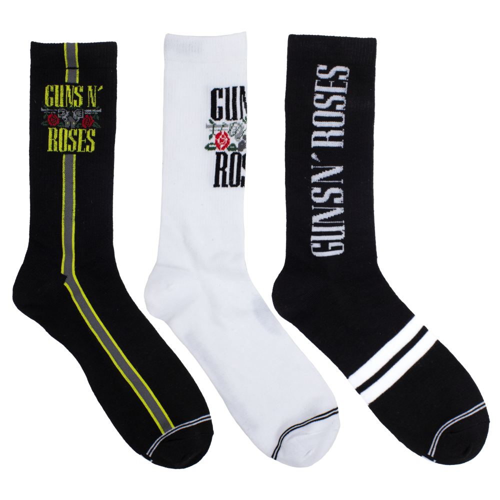 Guns N' Roses - Guitar Tin 3 Pack Set Sokken - Zwart/Wit